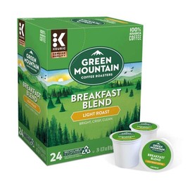 Green Mountain Coffee Pods K-Cups For Keurig Machines Flavored K Cup (All Count Fresh Capsules) Light / Medium / Dark Roast Long Expiry ALL FLAVORS (24 K-Cups Breakfast Blend)