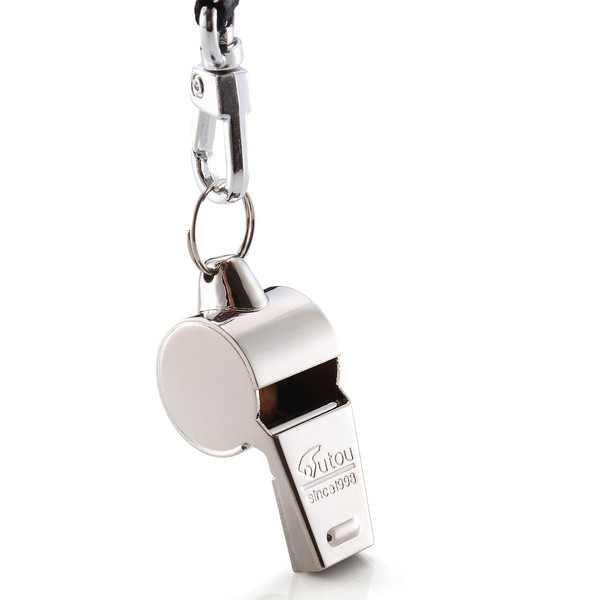 HUTOU Whistle, Brass Coach Sports Whistle with Lanyard, Loud Crisp