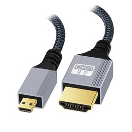 cablecc 4K 60Hz HDMI 2.0 Male to Micro HDMI Type D Male Cable with Sleeve Straight Connector for HDTV Computer Laptop Monitor 30cm