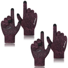 Achiou Winter Gloves for Men Women,2 Pairs Touch Screen Texting Warm Gloves with Thermal Soft Knit Lining,Elastic Cuff