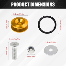 4PCS Bumper Quick Release, Front and Rear Bumper Fasteners, 8 Quick Release Tabs with 24 O-Ring Fastener, 8 Washers and 8 Screws, Universal Car Bumpers Steel Screws Kit for Car Bumper (Gold, 4PCS)