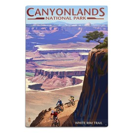 Lantern Press Canyonlands National Park, Utah - Conflunce and Bikers 48251 (6x9 Aluminum Wall Sign, Wall Decor Ready to Hang)