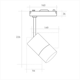 JANDEI - Ceiling Spotlight Led Track Light 40W, Cool Light 6000K, 2700 Lumens, 220V 50-60Hz Single Phase, Aluminium for Dressing Room, Shop, Shop Window, Office. Colour White
