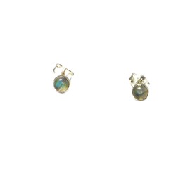 Art Gecko Fiery LABRADORITE Round Shaped Sterling Silver Stud Earrings 925