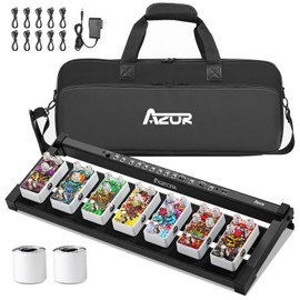 AZOR Guitar Pedal Board with Built-in Power Supply 9V/12V/18V, 20''x8''x1.5" Powered Pedalboard Aluminium Alloy Portable Folding Guitars Effect Pedalboards with Carry Bag,3lb,Black