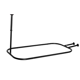PrettyHome Shower Curtain Rod Hoop Square Shape Bathroom Heavy Duty No Rust Oval Shower Rod 58.3"x24" for Clawfoot Tub,for Free Standing Tubs Black