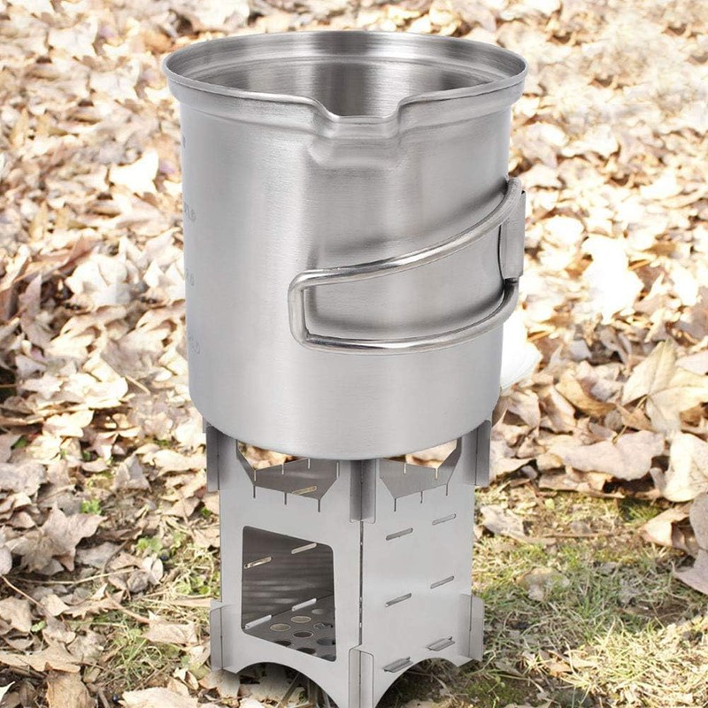 Outdoor Cookware Set, Stainless Steel Camping Pot Lightweight Camp Cookware