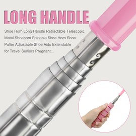 Ralleyfun Shoe Horn Long Handle Retractable Telescopic Metal Shoehorn Foldable Shoe Horn Shoe Puller Adjustable Shoe Aids Extendable (Black)