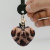 Y2k Heart Charm Leopard Keychains for Women Girls Fluffy Animal