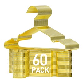 SPECILITE 60 Pack 11.8” Gold Kids Baby Metal Hangers with Notches for Toddler Clothes, Shirt, Children Coats, Infant Dress, Pants, 0.12" Thick Space Saving, Heavy Duty