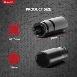 ColumPRO 1/2'' Impact Drive Socket Sets, 21mm 6-Point Impact Socket and 1/2'' Hex Shank Impact Adapter