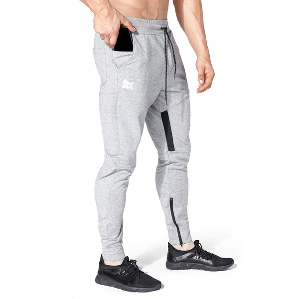 BROKIG Men Stripe Gym Joggers Pants, Causal Tapered Workout Sweatpants