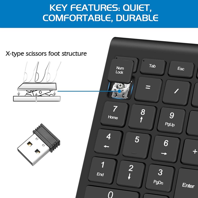Foloda Wireless Number Pads, Numeric Keypad Numpad 22 Keys Portable