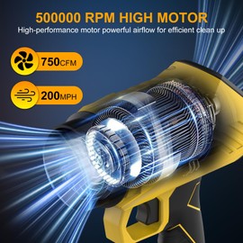 YUANRAN Leaf Blower Cordless with Battery and Charger,500,000 RPM Turbo Jet Blower,Handheld Leaf Blowers for Lawn Care,Portable Lightweight Grass Blower for Yard, Patio & Outdoor Use