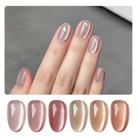 GAOY Juego de Esmalte de Uñas de Gel de Ojo de Gato Plateado Con Imán para Ojo de Gato Con Purpurina Holográfica, Manicura de Gel de Salón y Arte de U