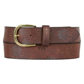 Eddie Bauer Women's Casual Leather Belts, One Size Fits Most, Floral Tooled-Tan, Small