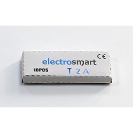 electrosmart Pack of 10 2A T2A T2AL 20mm x 5mm Glass Fuse 250v Slow Blow/Time Lag/Delay