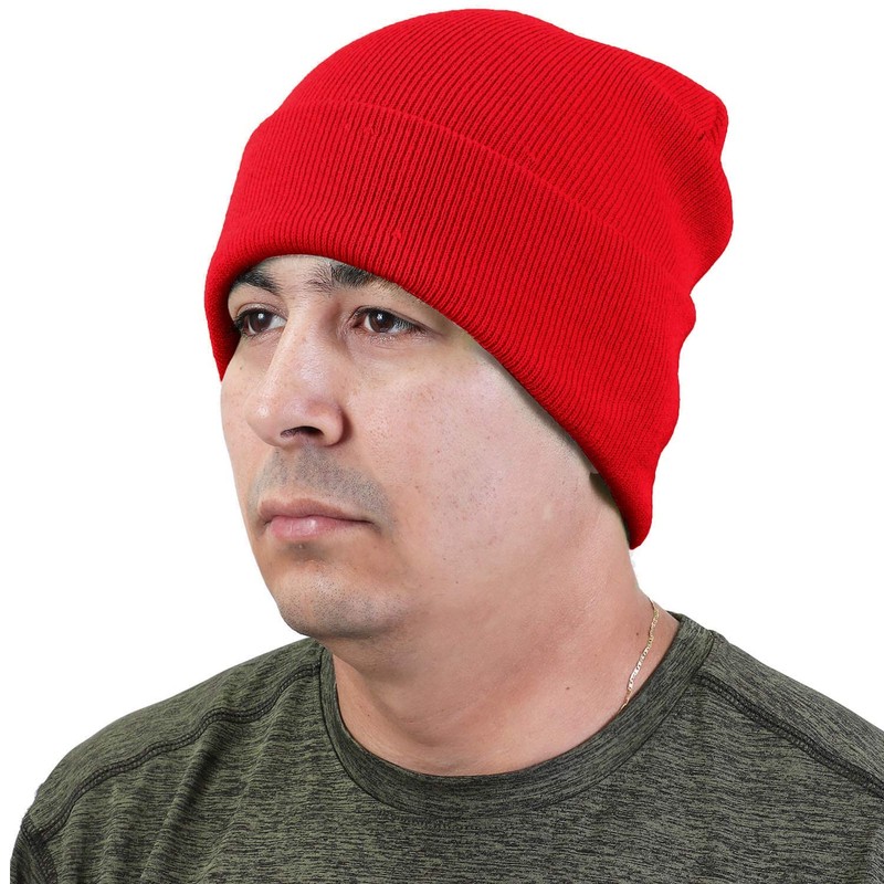 Falari Unisex Beanie Cap Knitted Warm Solid Color 2040A-RED