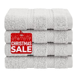 American Soft Linen - Juego de 4 paños de lujo para baño, 100% algodón turco, paños suaves de 13 x 13 pulgadas para cuerpo y cara, trapos de lavado para cocina, paños de bebé, paños de baño gris plateado