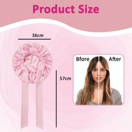 Benaewa 2 Pack Satin Bonnet, Hair Bonnets for Sleeping, Shower Caps with Long Tie for Women(Black/Pink)
