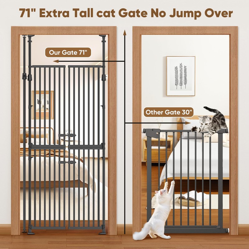YGP Extra Tall Cat Gate,Width 33-37.8" No Drilling Pet Gate
