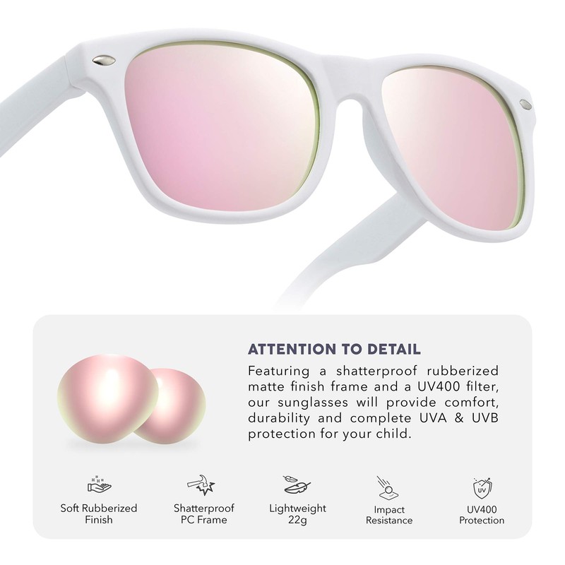 LEICO FASHION Kids Polarized Retro Sunglasses for Boys Girls Age