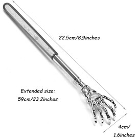 DUJUANHONG Set of 2 Stainless Steel Skeleton Handle Back Scratcher Telescopic Back Scratcher Extendable Portable for Head and High Quality with Shaft with Nne Handle