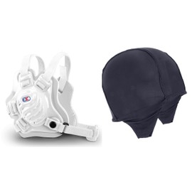Cliff Keen Tornado Wrestling Headgear Bundle with The Slicker Hair Covering (Translucent/White/White)