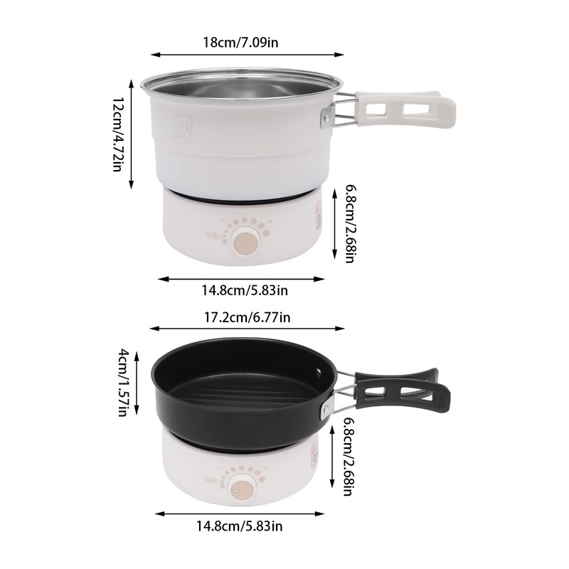 Portable Electric Hot Pot with Foldable Handles, Non-stick Frying Pan,