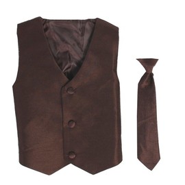Vest and Clip On Baby Boy Necktie set - BROWN - 2T/3T