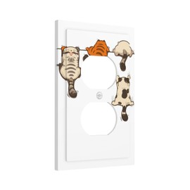 SgEdao Decorative Outlet Covers Novelty Funny Cat Climb Wall Design 1 Gang Duplex Light Switch Cover Plate Wall Plates for Electrical Outlets Switch Plate Covers Face Plate for Home Decor