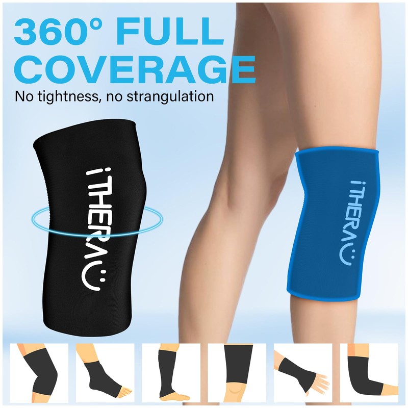 iTHERAU® Reusable Cooling Cuff Knee Cooling Pads, 360° Cover Cool