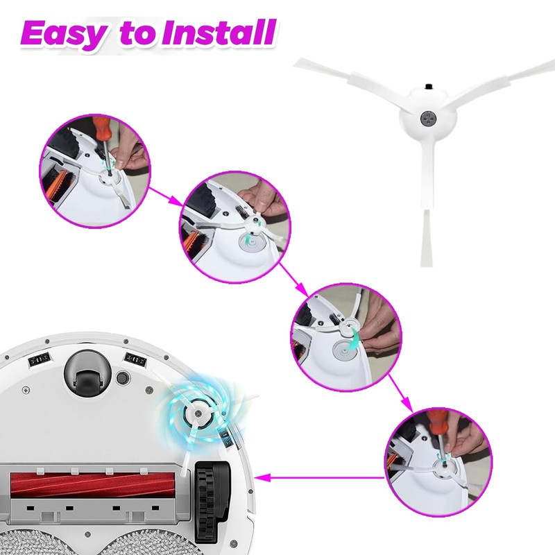 6 Pack Replacement Side Brushes for Roborock S8 Pro Ultra,