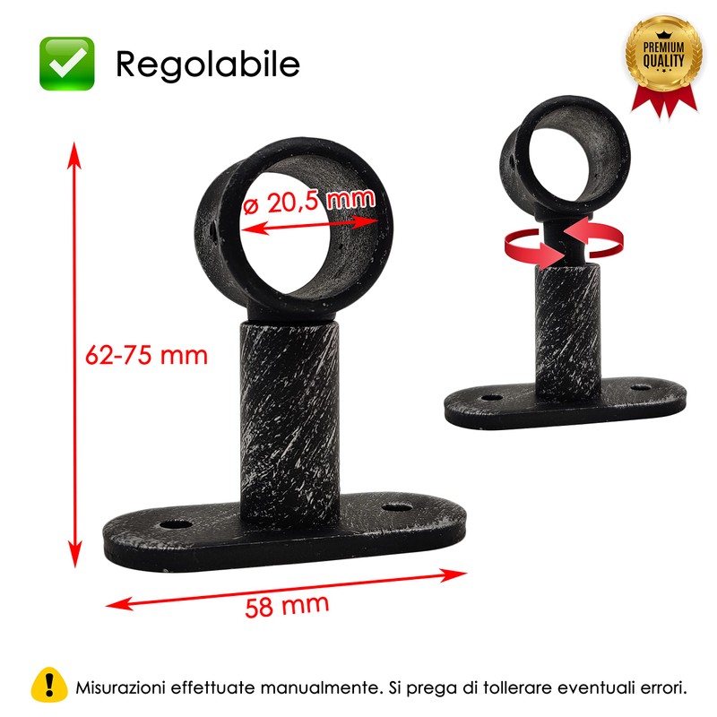GIRASOLE HOME® Adjustable Short Curtain Pole Brackets 2 Pack for