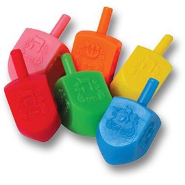 Hanukkah Dreidels, 100 Piece, Multi Colored Traditional Plastic Dreidels. Great for Chanukah, Temple, Jewish School, Party