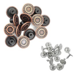 Trimming Shop Copper Bronzes 17mm Metal Jeans Buttons Durable Tack Fasteners with Aluminium Back Pin for Clothing Repairing, Denim Skirt, Jackets,10pcs