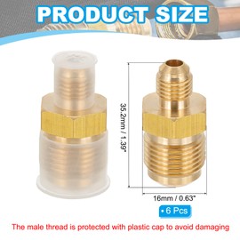 PATIKIL 1/4 Inch Male Flare x 1/2 Inch Male Flare Connector, 6Pcs SAE 45 Degree Brass Adapter Reducing Union Tube Coupler Pipe Fitting for Air Gas Line Refrigeration HVAC