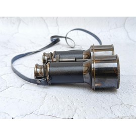 SUGRA ART 6 inches Antique Brass Binocular for Adults and Kids, with Leather wrap, for Bird Watching, Hunting...