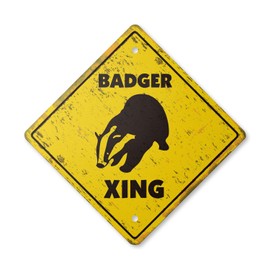 Badger Vintage Crossing Sign Zone Xing | Indoor/Outdoor Plastic | 12" Tall Rustic Teeth Wisconsin Football Rodent