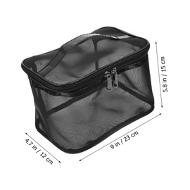 Gatuida Large Capacity Mesh Toiletry Bag with Zipper Closure Portable Makeup Storage Pouch for Travel and Daily Use Black Cosmetic Organizer for Women and Men