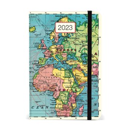 Kabarini 471041 Vintage Map Weekly Schedule Planner, Starts January 2023, A6