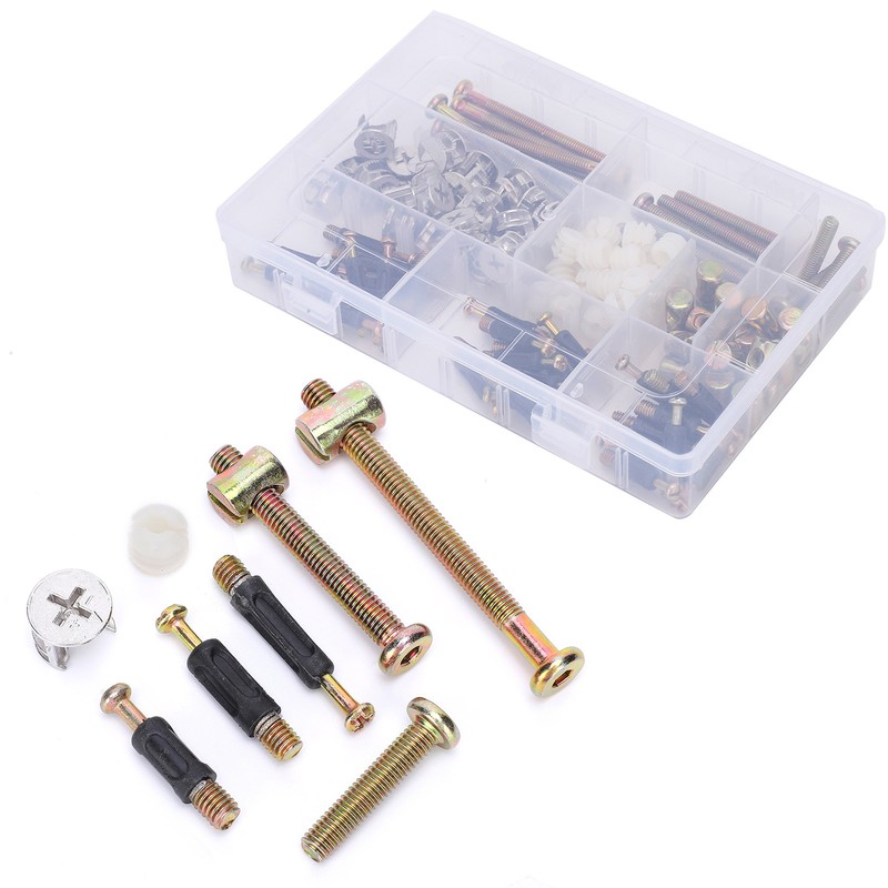 125Pcs Furniture Hardware Screw PreInserted Nut Eccentric Wheel 3in1 Connecting