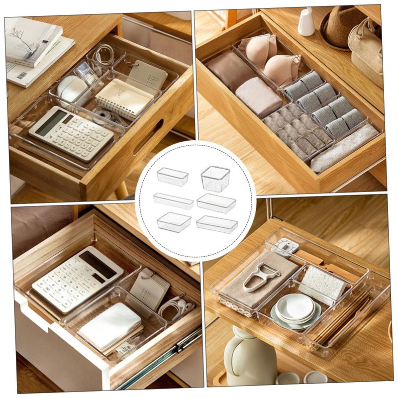 LABRIMP 6pcs Transparent Organizers for Home Storage Multi-purpose Tableware Holders