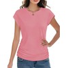 Trendy Womens Summer Tops 2025- Chic Ruched Short-Sleeve Crewneck T