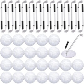 24 Pack Golf Ballpoint Pen and Pads Golf Sticky Notes Cool Golf Party Favors Mini Decorative Golf Pens Funny Sports Golfing Club Props Black Gel Ink for Office Coworkers Stationery Gift Supply