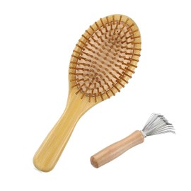 Bamboo Hair Brush for Hair Growth Kit – Natural Bamboo Bristles Wooden Paddle Brush, Scalp Massage & Detangling for Women, Men & Kids, All Hairs Types, Ergonomic Handle