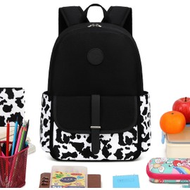 Bluboon College Laptop Backpack School Bookbag Travel School Bag for High School(Cow-Black)