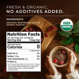 Gya Tea Co Organic Raspberry Leaf Herbal Tea Bags (100 Bags) - Decaf Red Raspberry Leaf Tea Bags for Lactation Support - Pure Leaf Raspberry Tea Bags Tea Gifts Fruit & Herbal Tea Blends