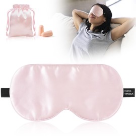 Sleep Eye Mask for Women Men, 100% Real Mulberry Silk Eye Cover, Blackout Blindfold with Adjustable Strap, Side Sleeper Night Sleeping Mask, Soft Sleep Mask Eyeshade for Travel Gifts (Pink)