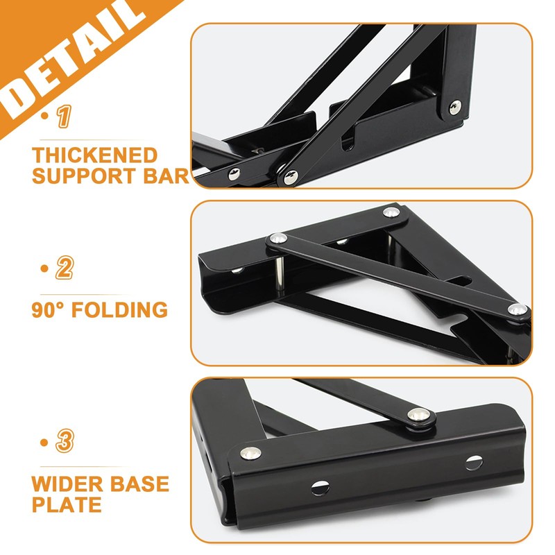 Storystore Folding Shelf Brackets - 16 Inch Heavy Duty Metal